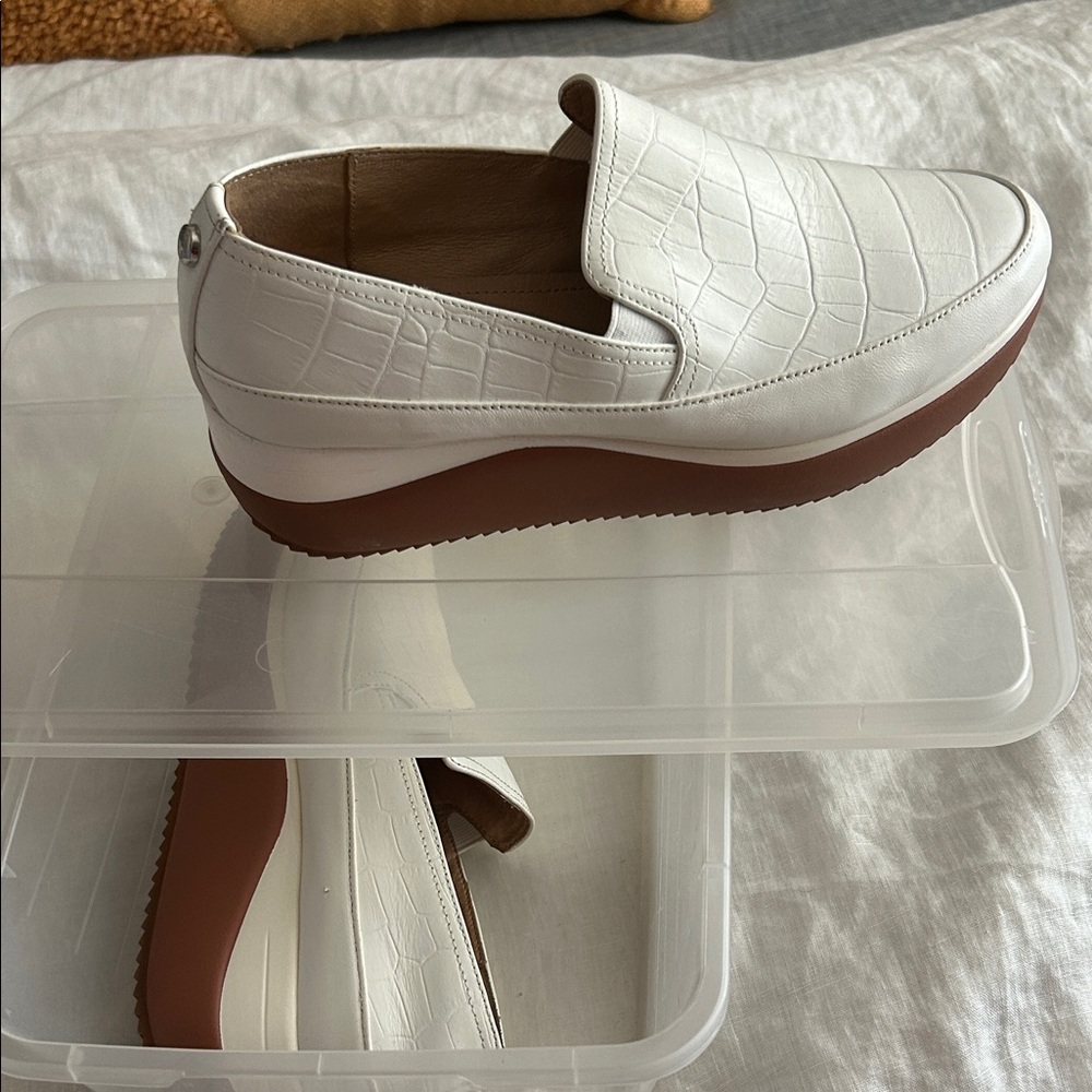 Donald J. Pliner White Embossed Loafers